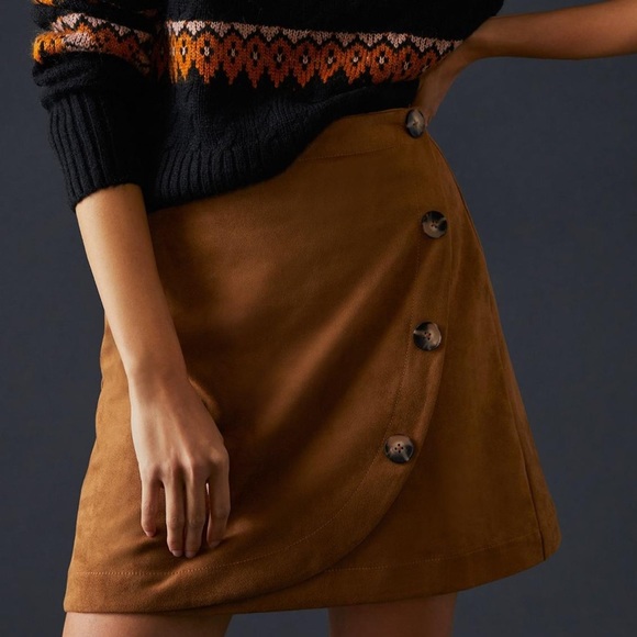 Anthropologie Maeve Faux Suede Mini Wrap Skirt size 6 SOLD OUT - Picture 4 of 6